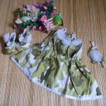 Baju Pesta Bayi Set Dress Bayi,Sepatu Boots Prewalker,Bandana Cantik Army Hijau