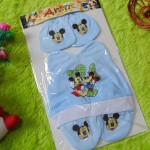 Kado bayi set topi bayi newborn 0-6bulan plus sarung tangan kaki karakter mickey mouse biru