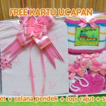 Hadiah Baby Gift Kado Lahiran Bayi Newborn Box Paket Setelan Kutung Singlet Bayi n Rajut Pink