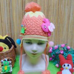 Kado bayi topi rajut lembut anak bayi perempuan cewek 0-3th motif kupu 3D orange