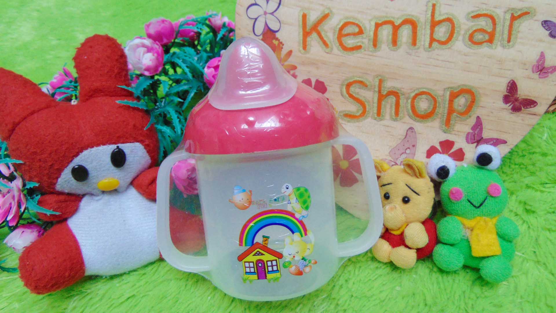 Training Spout Cup gelas minum bayi Anti Tumpah Tahan Panas Ninio BPA FREE merah