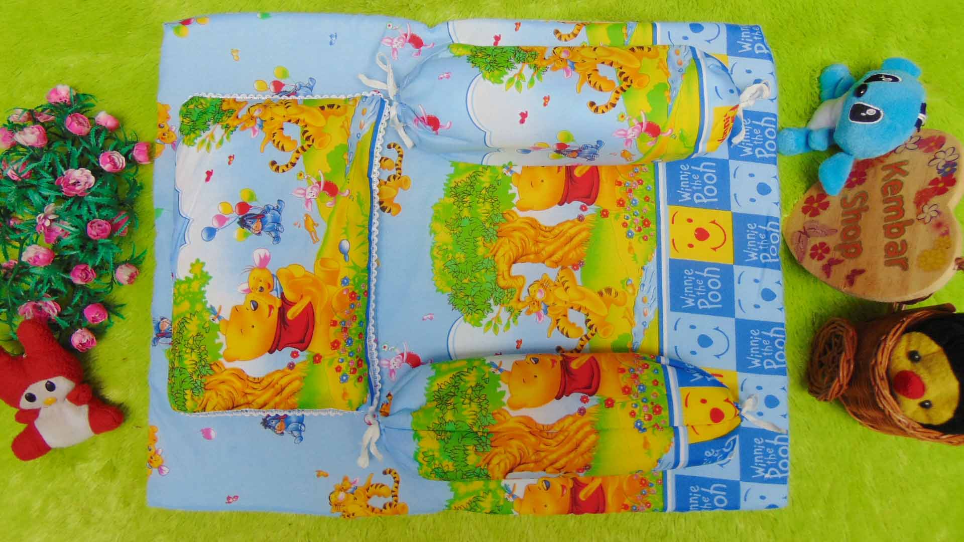 PALING MURAH kado bayi set kasur bayi karakter Winnie The Pooh plus bantal dan guling Biru