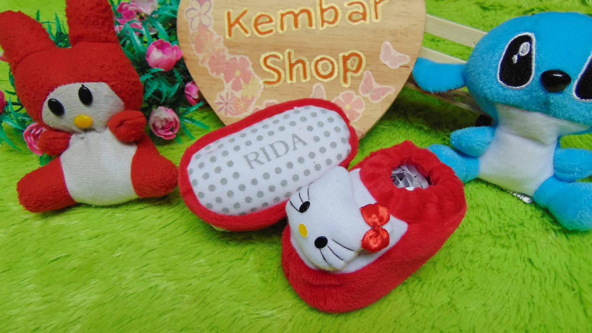 kado bayi baby gift set sepatu prewalker alas kaki newborn 0-6bulan lembut motif Hello Kitty Merah 2