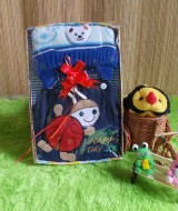TERMURAH paket kado bayi cowok soft jeans biru Rp 60.000 terdiri dari kaos bayi,celana kodok bayi dan topi rajut biru cocok banget buat kado