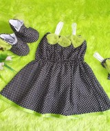 baju pesta bayi set dress bayi,sepatu boots prewalker,bandana cantik monokrom polka bunga hijau Rp 110.000 muat untuk bayi 0-12 bulan bahan katun