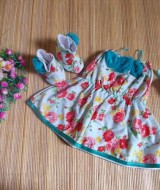 baju pesta bayi set dress bayi,sepatu boots prewalker,bandana cantik bunga vintage tosca Rp 100.000 muat untuk bayi 0-6 bulan bahan katun bikin dedek bayi tambah cantik