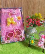 TERCANTIK paket kado bayi pinky girl rose-02 60 terdiri dari dress bayi cantik,sepatu bayi rose cantik,bando bayi kelinci imut