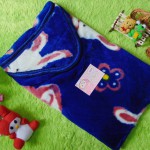 selimut bayi bulu topi selimut bepergian bayi bludru lembut motif kelinci biru