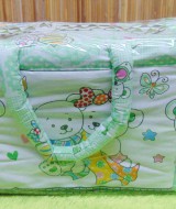 kado bayi tas perlengkapan bayi motif beruang hijau selimut dengan wadah botol susu tahan panas dingin 65 praktis dibawa, motif lucu, cocok untuk kado,dimensi 40x17x23cm