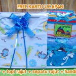 Hadiah Baby Gift Kado Lahiran Bayi Newborn Box Paket Jumper Bayi n Rajut Biru