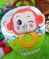 kado bayi mainan edukasi baby gift rattle krincingan plus gigitan motif happy monkey