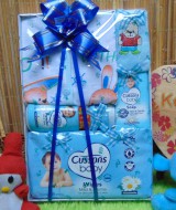 FREE KARTU UCAPAN Kado Lahiran Paket Kado Bayi Newborn Baby Gift Box Wipes plus Setelan Bayi Biru