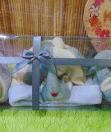 FREE KARTU UCAPAN hadiah lahiran kado bayi baby gift set topi sepatu newborn new born 0-6bulan motif gajah abu